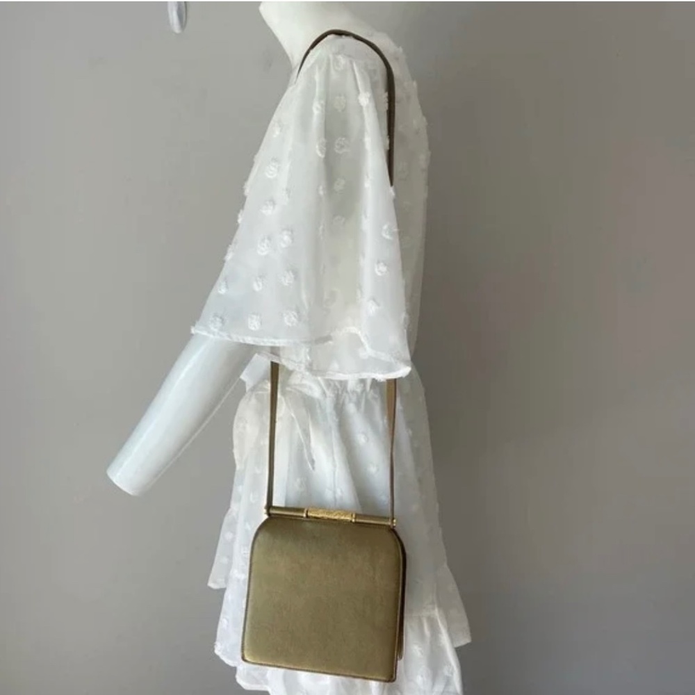 RODO Vintage Leather Shoulder Bag Handbag Clutch Purse Antique Gold